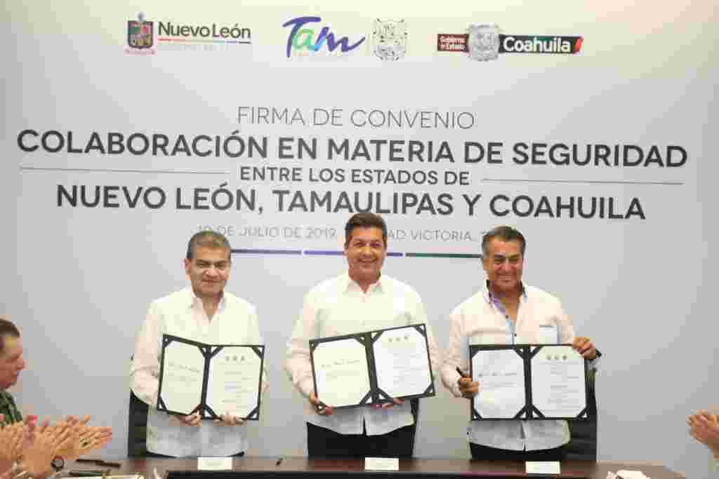 TAM 119 2019. Firman Tamaulipas Coahuila Y NL Acuerdo Inédito En Materia De Seguridad Pública 3 1024x683