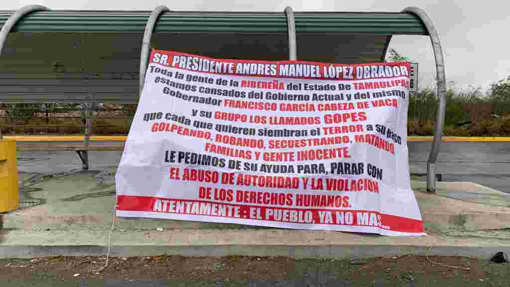 Colocan mantas en contra del Grupo de Operaciones Especiales. WhatsApp Image 2022 02 25 At 12.01.44 PM 1024x576