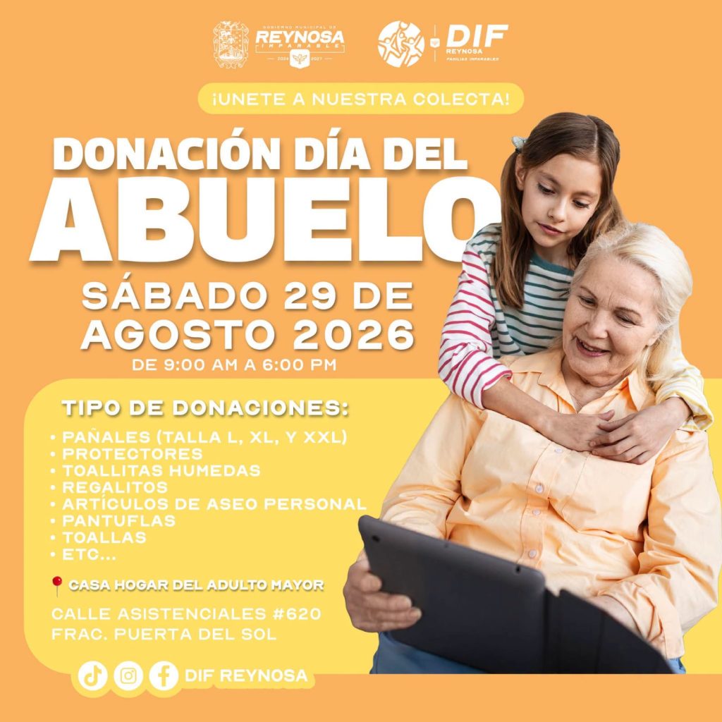 Convoca DIF-Reynosa a participar en colecta del Día del Abuelo whatsapp image 2026 08 22 at 10.13.26